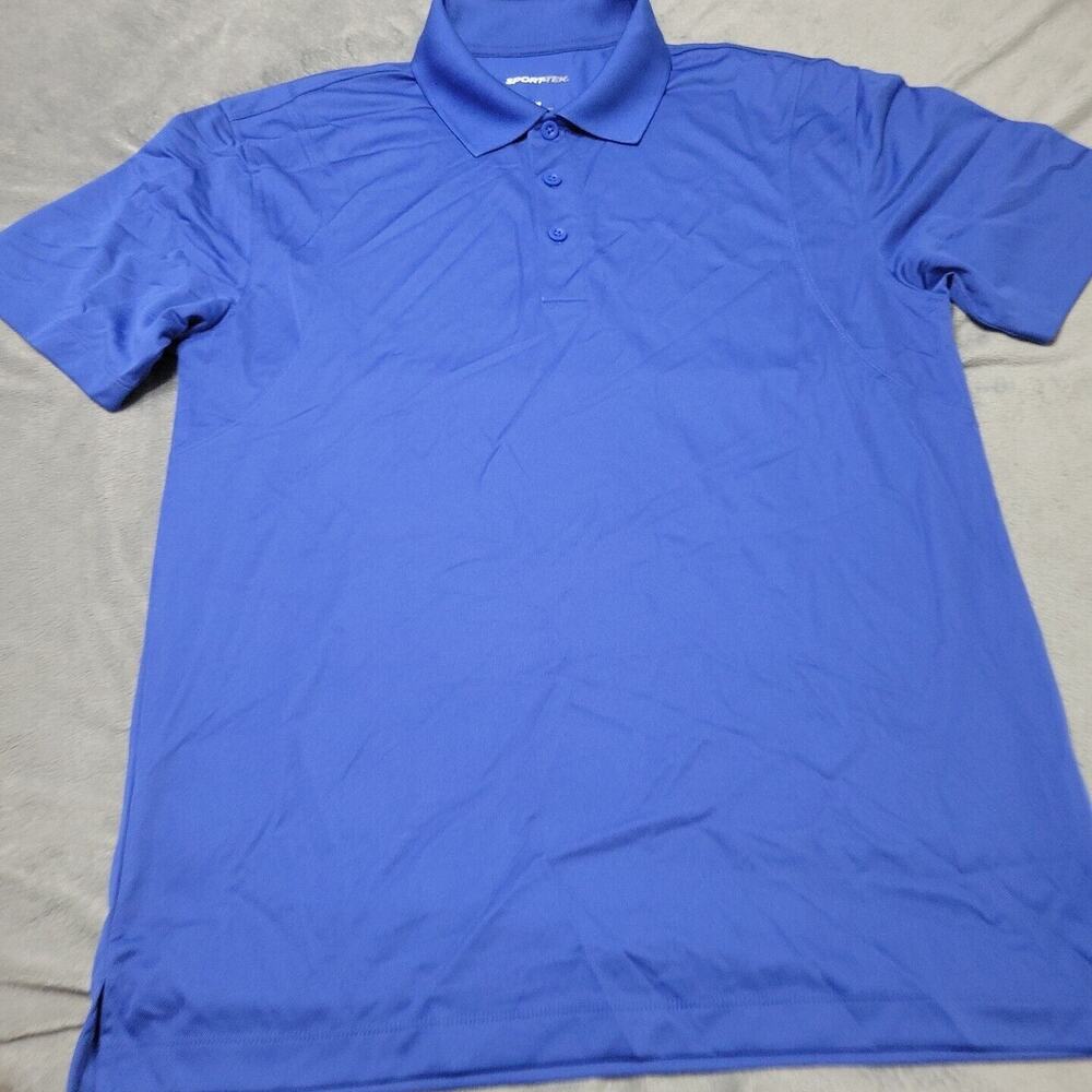 Sport Tek Shirt Mens Medium‎ Blue Polo Sleeve Collared Comfort Stretch Blank Top